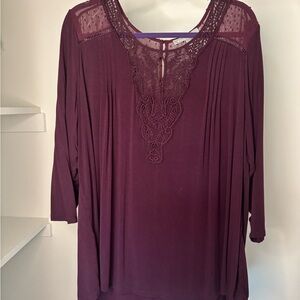 Daniel Rainn Deep Purple Lace Blouse